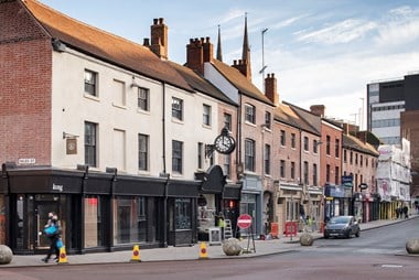 General view of the Burges after buildings have been restored, viewed from the north west.